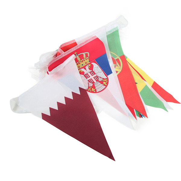 2022 Fotbolls-tävlingsvimplar Banner 32 Lag Fotbollsmatch Triangulär Flagga Girlang för Rum Bar Dekoration