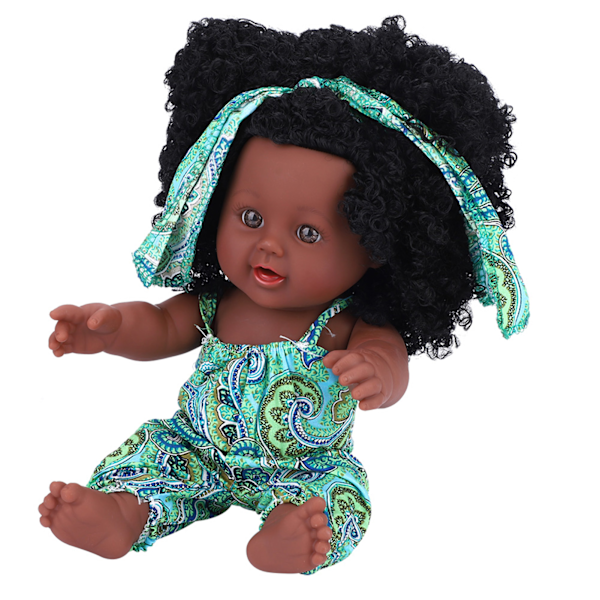 Mjuk vinyl babydocka med kläder Nyfödd sovbadleksak (grön blommig jumpsuit)
