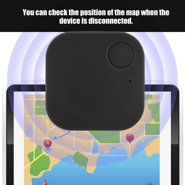 Bluetooth Nøglefinder Tile Tracker - Sort, anti-tabt GPS Locator til nøgler, børn og kæledyr