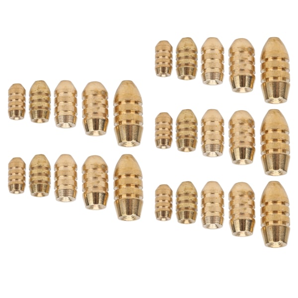 25st Fishing Sink Bullet Koppar Lure Age Falling Weights Set för metetillbehör