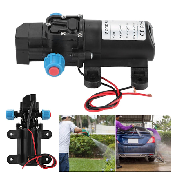 12V/60W vannpumpe 5L/min mikromembranpumpe for bobilcampingbåt
