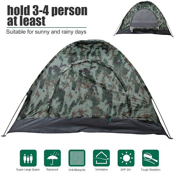 Bærbar telt for 3-4 personer, perfekt for camping og fotturer