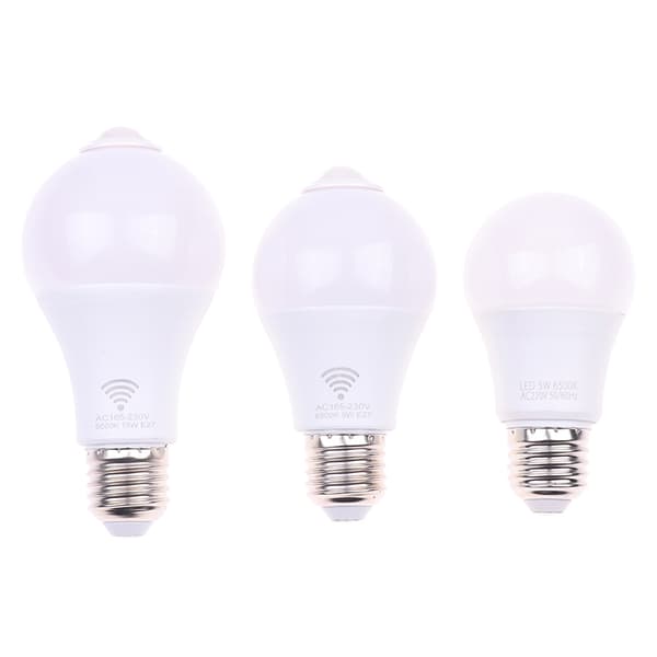 E27 PIR Bevegelsessensorlampe 5W 9W 15W LED-pære med bevegelsessensor hvitt lys White light 9W induction
