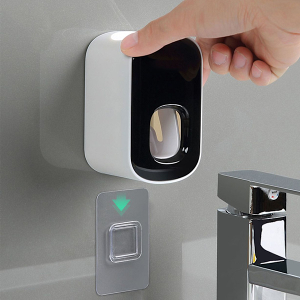 Toothpaste Dispenser Self-Adhesive Sticker Nail-Free Installation Wall-Mounted Automatic Toothpaste Squeezer for Bathroom Black