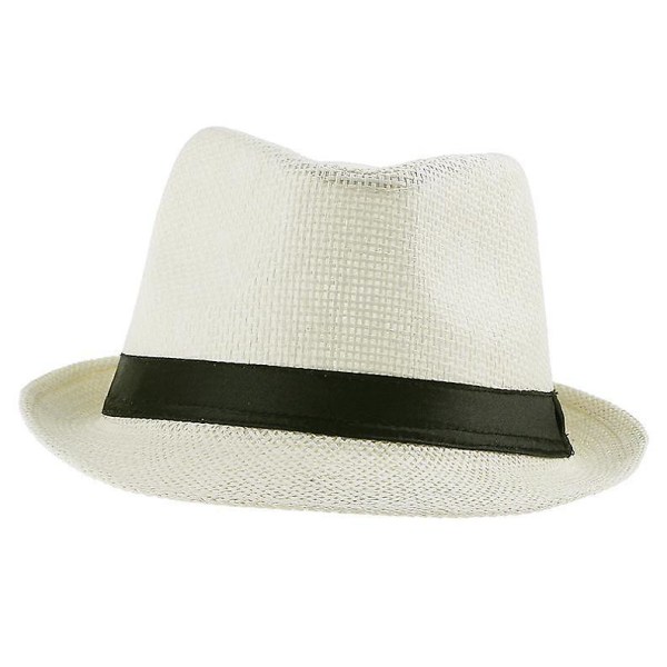 Unisex Naiset Miehet Muoti Kesä Casual Trendikäs Ranta Aurinko Straw Panama Jazz Hattu Cowboy Hattu Gangster Cap Cream