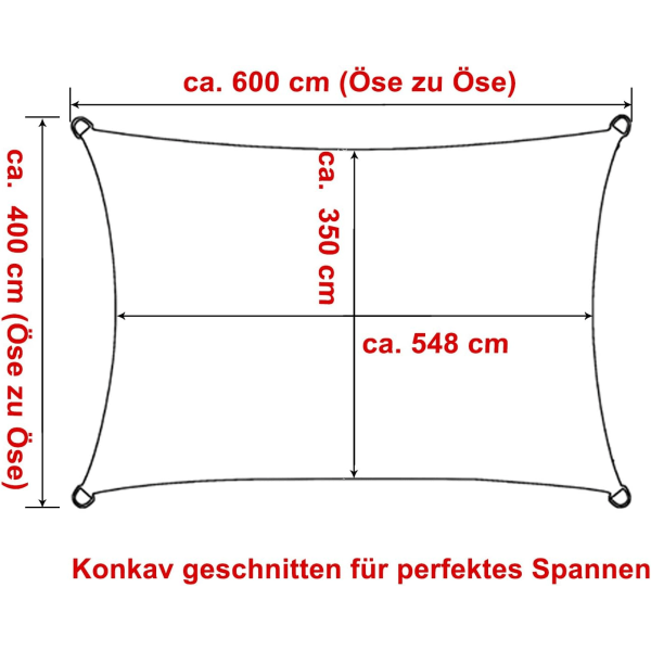 Rektangulärt skuggsegel 4x6 m Vattentätt Anti 93% UV Vattentålig vindbeskyttelse Polyester med UV-beskyttelse for Trädgårdsterrass Camping Grå