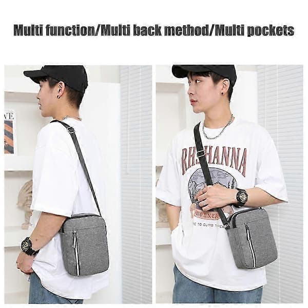 Mode Herre Solid Justerbar Rem Skuldertaske Vandtæt Skuldertaske Messengertaske[LD] Grey