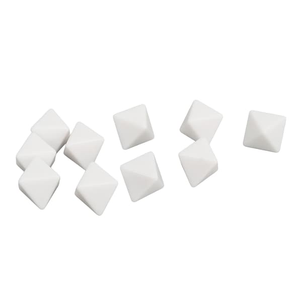 20 stk 8-sidige terninger Plast Blanke DIY terninger for brettspill Fest Matematikktelling Undervisning Hvit