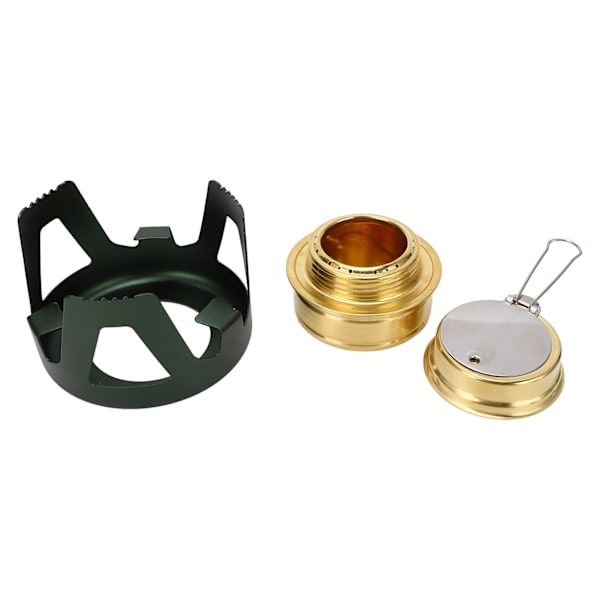 Mini Alkoholspis Mässing Aluminiumlegering Säker Vindtät Bärbar Mycket använd Mini Backpacking Spis för Camping Matlagning Mörkgrön