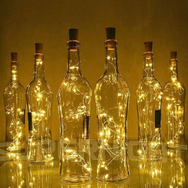 Vinflaskelys med kork, 10 pakke batteridrevet LED-korkform kobbertråd Fairy Mini-strenglys for gjør-det-selv, fest, dekor, bryllup innendørs utendørs