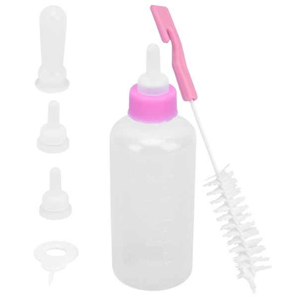 Nappflaska Utbytbar silikonnippla för nyfödda kattungar Valpar Kaniner Smådjur Rosa