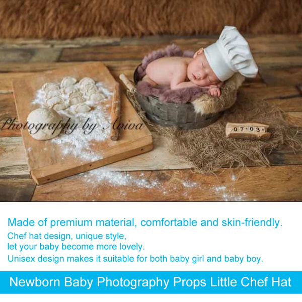 Nyfødt baby Fotografering rekvisita Liten kokkehatt Hvit Stretch Wrap Studio Shoot Tilbehør