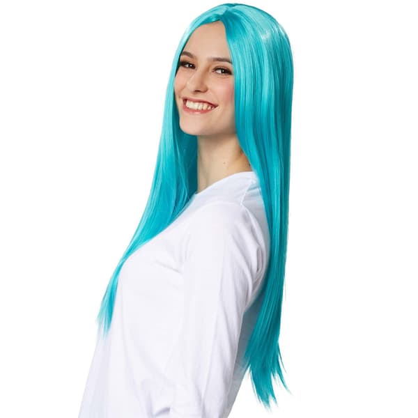 tectake Peruukki pitkät suorat hiukset Turquoise Turkos