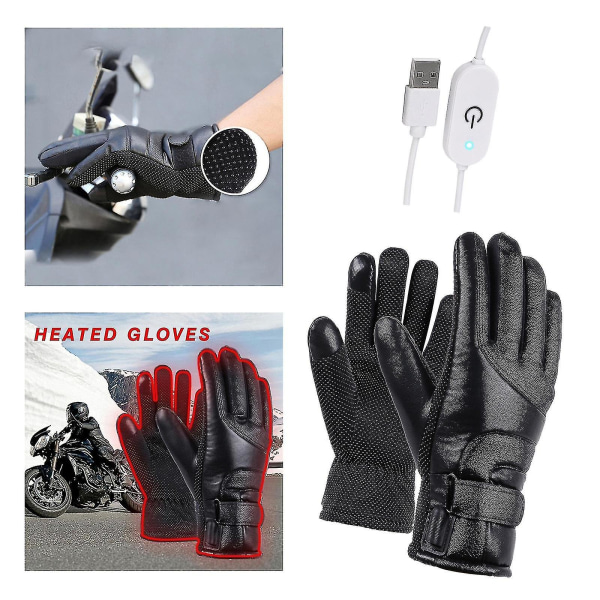 Oppvarmede hansker, elektriske oppvarmede hansker Usb-hanskevarmer med oppladbar Power Bank Motorsykkel-sykkelhansker