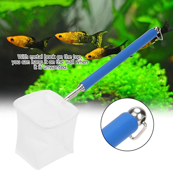 Justerbar mini-fiskenetstang til akvarietankrejer 20-57,5 cm udvidelig (blå firkant)