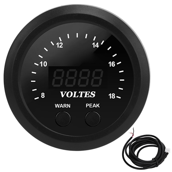 Voltmeter Måler Smart Interface Stabil Ydeevne Vibrationsreduktion Universal Voltmeter til Bilmodifikation 12V