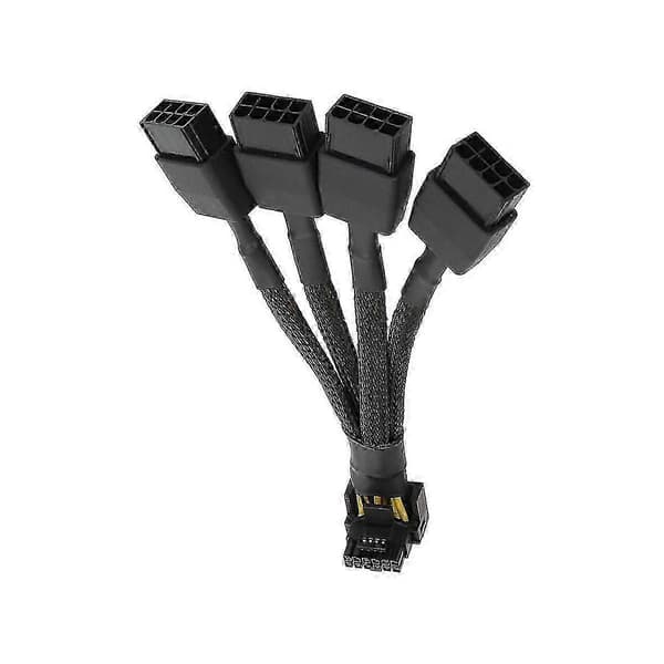 4x8-bens PCI-E til 16-bens 12VHPWR albuekabel til RTX 4090 RTX 4080 grafikkort Black