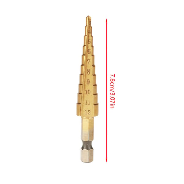 Snabbstål Stegkonborrsats Titambelagd Hex Skaft 3-12mm