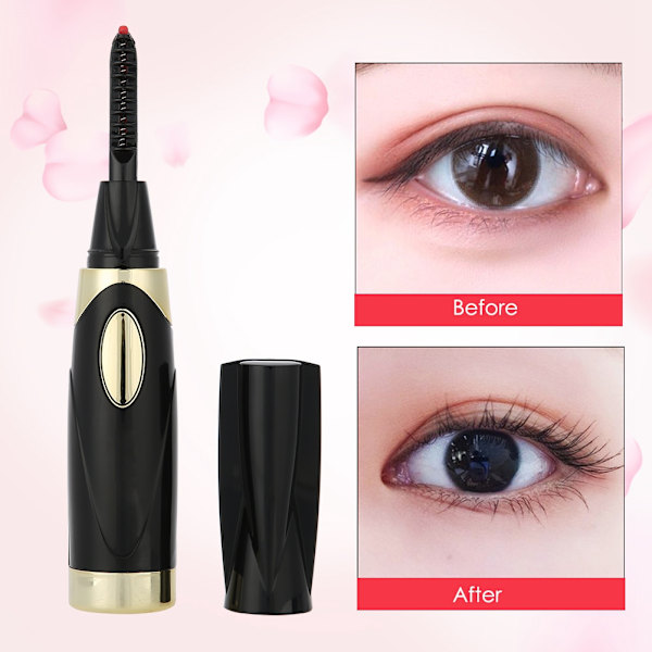 Elektrisk ögonfransböjare Uppvärmd förlängning Långvarig ögonfranscurling Makeup Tools Svart