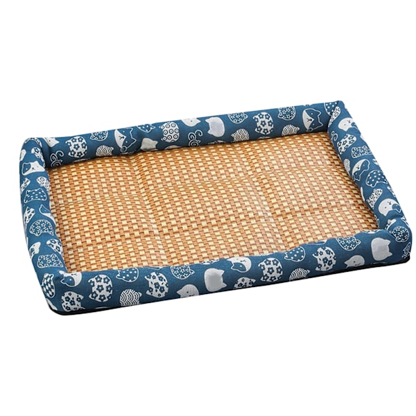 Husdjur Sommarmatta Vine Vävt Linne Uppfriskande Andas Mjuk Bekväm Hund Katt Kylsäng Blå 60x45cm/23,6x17,7in (Föreslagen 10 kg)