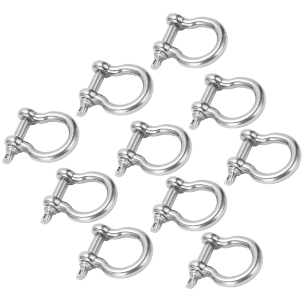 10 stk Bøjle Shackle D Ankerlast Rustfrit Stål UShape til Camping Vandreture Klatring M5