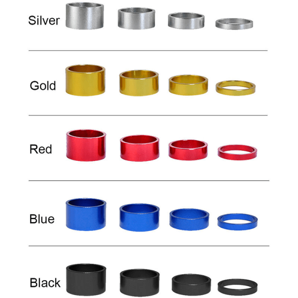 Cykelgaffelbrickor, headsetbrickor, brickor i aluminiumlegering, 5/20 mm färgbrickor, silver