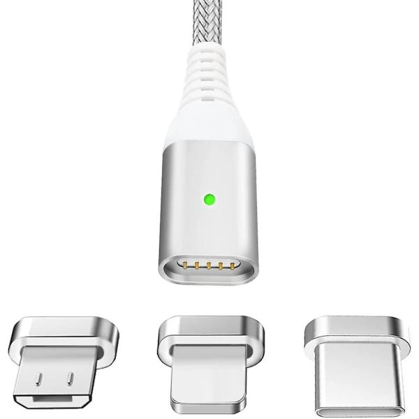 Magnetisk USB-ladekabel med Type C-adapter for Android Windows Silvery
