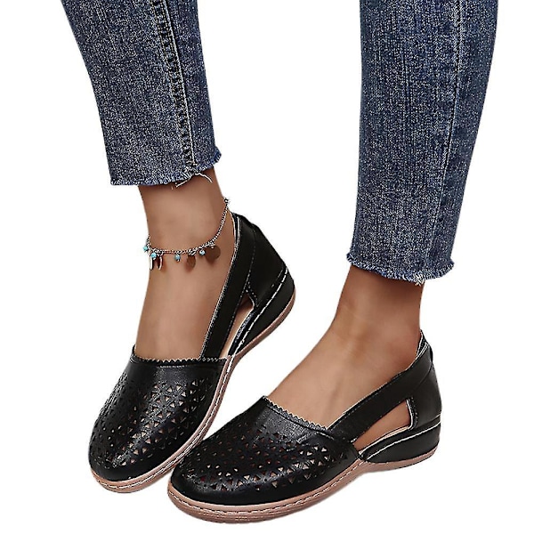 Svarta urholkade kilklacksandaler - Casual Slip-On Lady Shoes