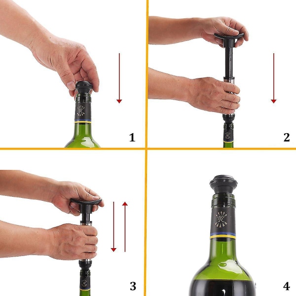 Viinin säilöntäaine neljällä viinin tyhjiötulpalla (ruostumatonta terästä)