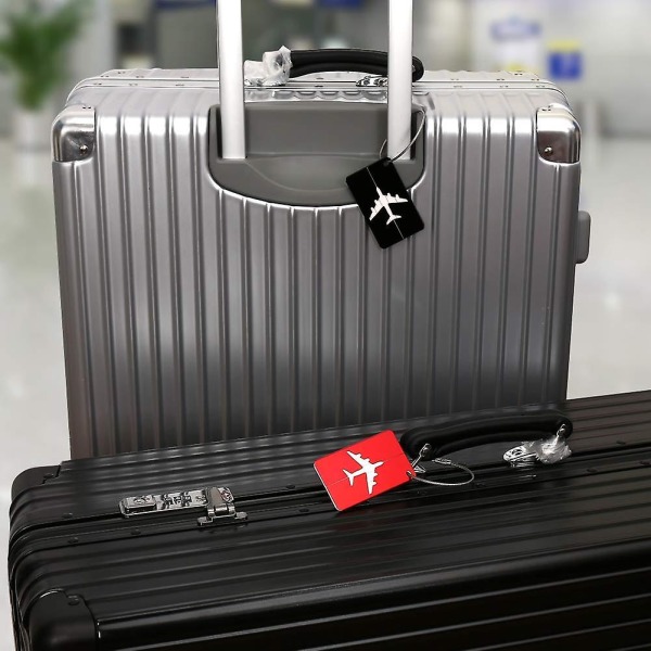 Matkalaukkujen etiketit matkalaukkuille, 6 paketin matkatavaratarrat alumiiniseoksesta valmistettu matkalaukkulappu teräslenkillä (satunnainen väri)