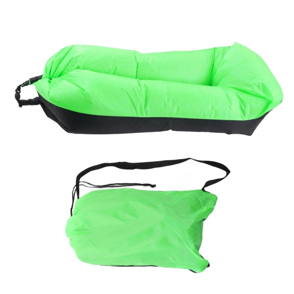 Inflatable Couch 6.1ft Long 2.3ft Wide Oxford Fabric Easy Inflation Inflatable Lounger for Camping Beach Travel Black and Green