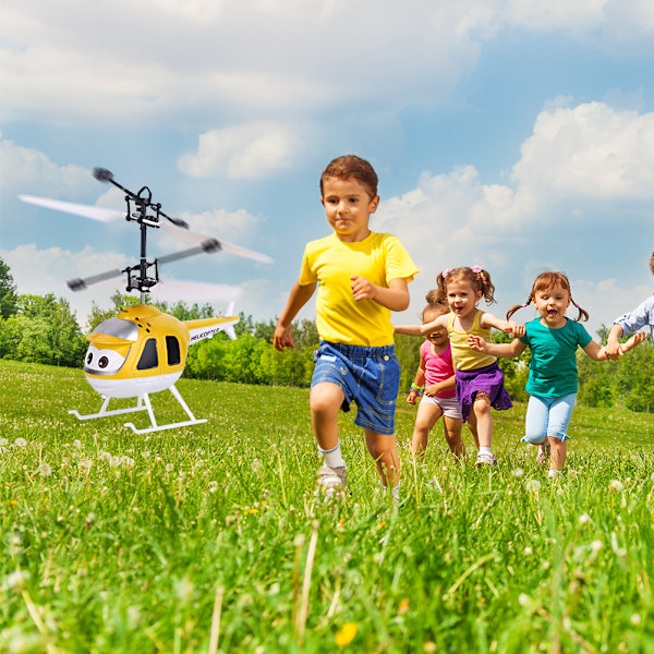 Tegneserie Intelligent Sensing Flygende Lekehelikopter med Fjernkontroll og LED-lys