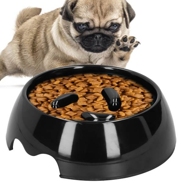 Pet Slow Feeders Bærbar Hund Langsom Foder Skål Anti Kvælning Skål til Kat Hund Tilbehør M Sort