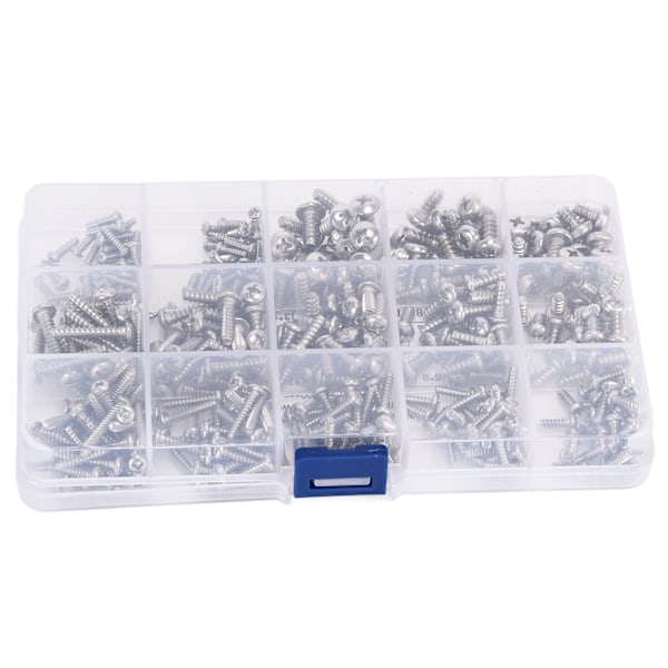 400 Styck Rostfritt stål Skruv Cross Pan Head Självgängande Skruvar Sortiment Kit Fästelement