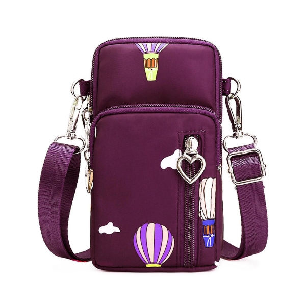 Cross-body Mobiltelefonväskor Axelrem Plånbok Pouch Handväska Small Arm Bag Purple Balloon Large