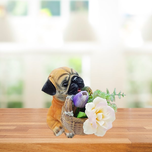 Hund Liten Plantepotte Hundhold Kurv Harpiks Ornament Sukkulenter Potte Blomsterpotte Hage Hjem Innredning Julegave