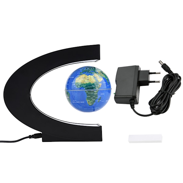 Floating Globe Magnetic Levitation Rotating Globe med färgglatt LED-ljus (EU-kontakt blå)