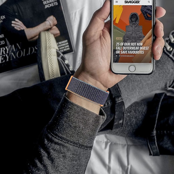 Nylon Sport Loop Band kompatibelt med Apple Watch Band 42mm 44mm 45mm för kvinnor män, stretchigt elastiskt flätat ersättningsband för Iwatch Series 6 7