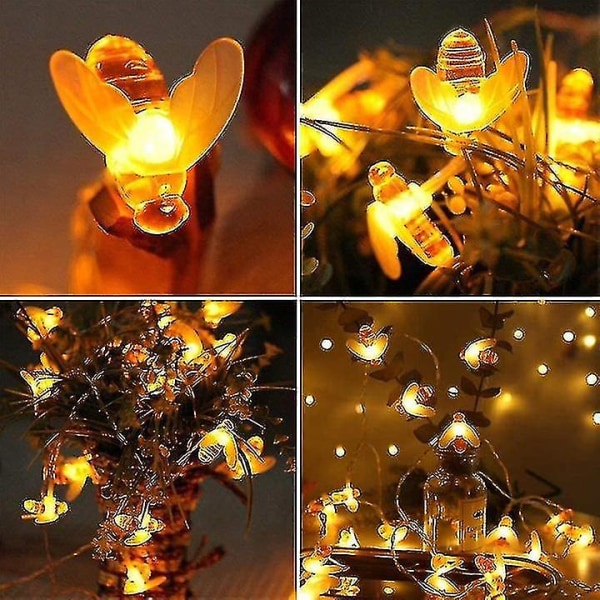 Solar String Lights, Led Bee Fairy Lights Vattentäta trädgårdslampor 4.5 meters 30 lights