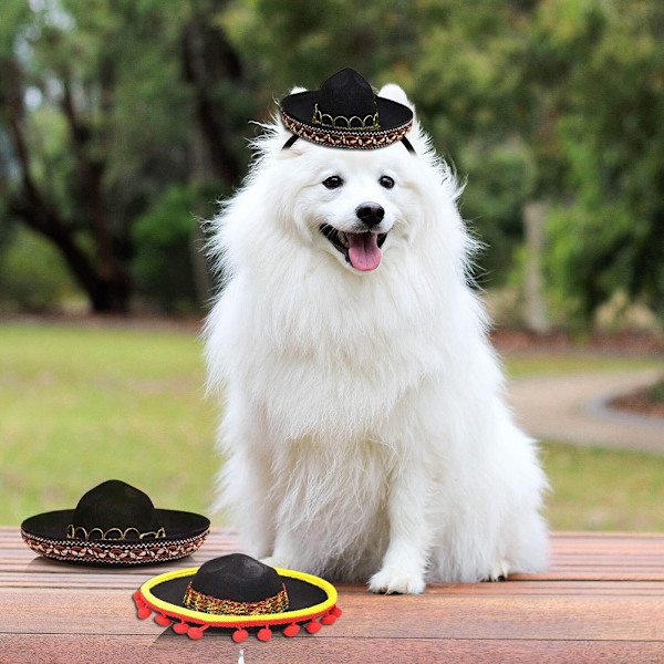 3-pakk Cinco De Mayo Fiesta Pannat Nauha Festivaalikoristeet Ei-kudotut ja olki Sombrero Party Hatut Photo Booth Rekvisiitat Lapsille Lemmikkieläimille