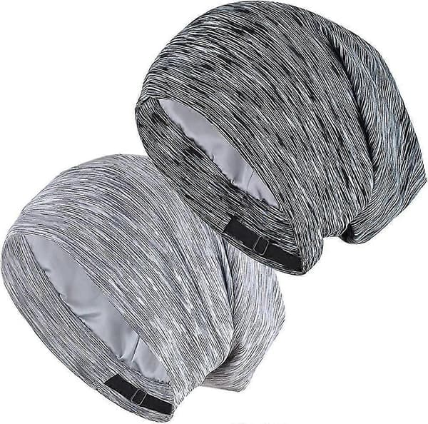 Satinhætte, 2-pak sovehætte i bambusfiber, blødt foret, løs hue, indendørshat, gave