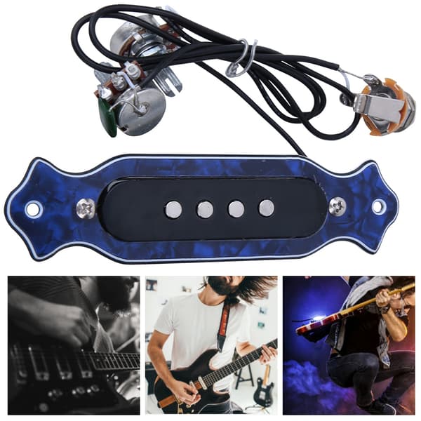 6-strängad akustisk elgitarr pickup magnetisk ljudhål ABS-hölje blå
