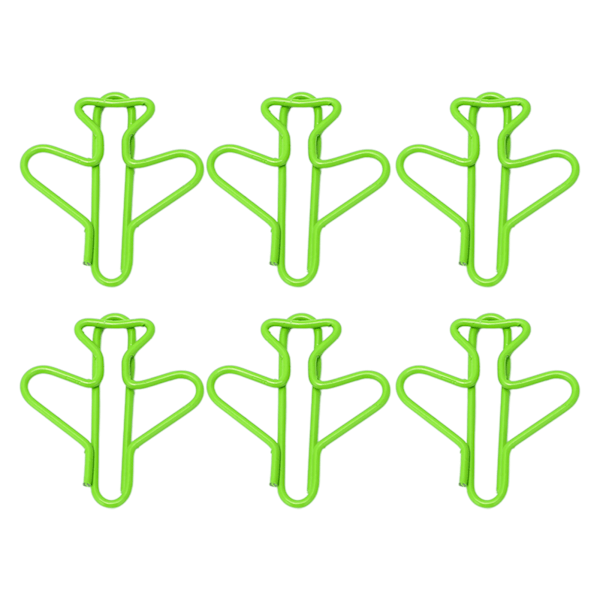 100 stk. Søde papirclips, flyformet design, belagt tråd, lyse farver, dekorative papirclips til scrapbog, kort, papirhåndværk, grøn