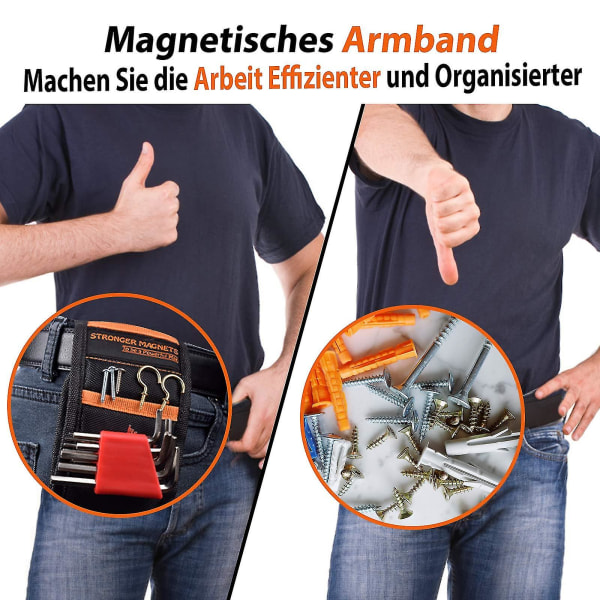 Magnetisk armbånd Tool Craftsman Magnetisk armbånd med 15 sterke magneter for å holde skruer spikerbor Black