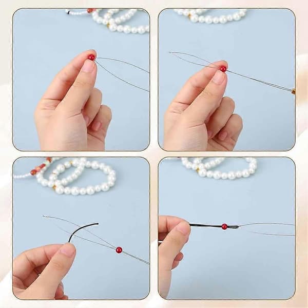 Hårforlengelser Loop Needle Treader Dragkrok, Nåltråder med trehåndtak Perletråder Kompatibel med hårforlengelse [LD]