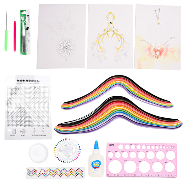 Quilling Tillbehör Hög Hårdhet DIY Produktion Roterande Papper Ljusa Färger Papper Quilling Set