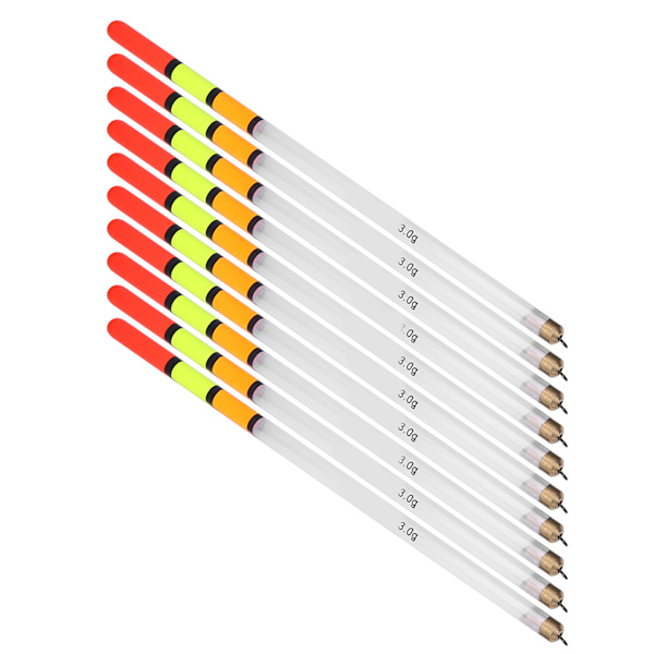 10 stk Holdbare Plast Fiskeflytere Bobber Stick Tube Multifunksjonelle Fiskefôr Agner Tilbehørsett (3,0 hvit)