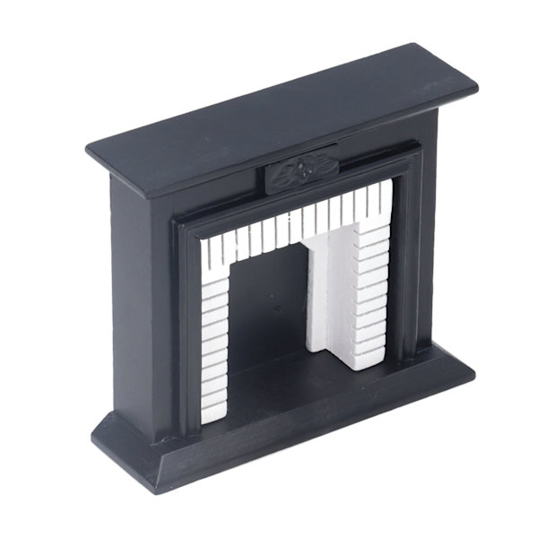 1:12 Dockhus Öppen spis Retro Svart och vit dockhus i björk Miniatyrmöbler för dockhusdekoration