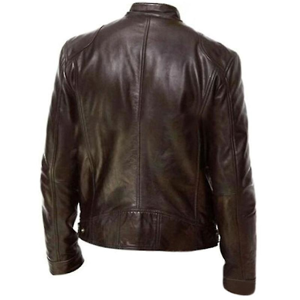 Brun Herre Faux Læder Biker Motorcykeljakke