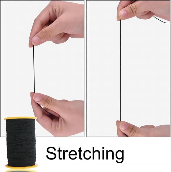Svart elastisk tråd for søm, 350 meter rynket elastisk tråd for søm, klessøm, håndarbeid, strikking, smykker